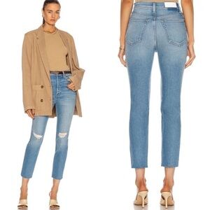 Re/Done High Rise Crop Jeans Distressed Denim 25
